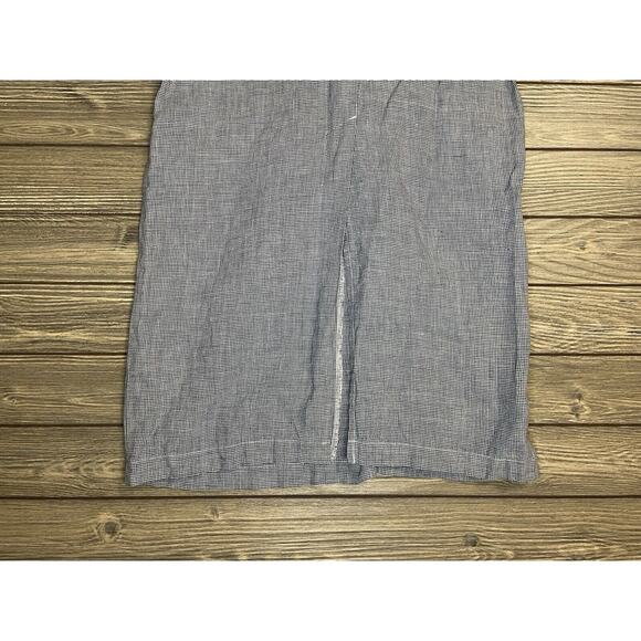 Talbots Sz 8 Petite Vintage Blue Houndstooth Irish Linen Blend Maxi Skirt Zipper - Picture 7 of 8